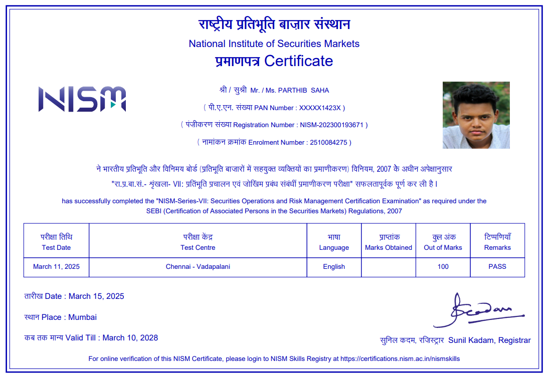 NISM-Series-VII_ Securities Operations and Risk Management Certification Examination Certificate